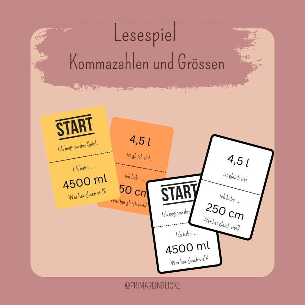 Lesespiel – Grössen und Kommazahlen – Primareinblicke